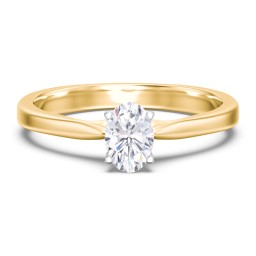 Classic Solitaire Engagement Ring with White Gold Setting in 10K Solid Yellow Gold