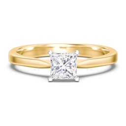 Classic Solitaire Engagement Ring with White Gold Setting in 10K Solid Yellow Gold