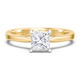 Classic Solitaire Engagement Ring with White Gold Setting in 10K Solid Yellow Gold
