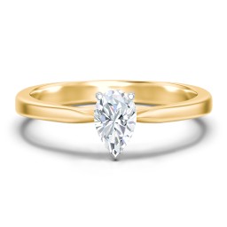Classic Solitaire Engagement Ring with White Gold Setting in 10K Solid Yellow Gold