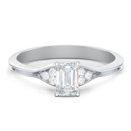 Diamond Engagement Ring with Cluster Side Accents