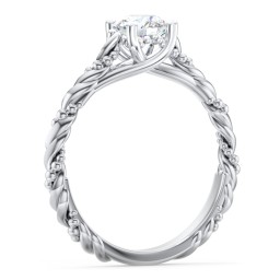 Vintage Solitaire Engagement Ring with Beaded Twisted Rope Band