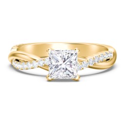 Twisted Infinity Engagement Ring with Side Stones in 10K Solid Yellow Gold