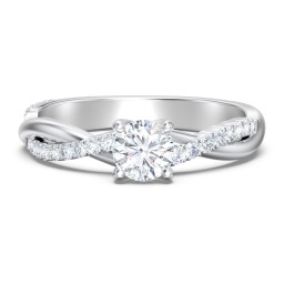 Twisted Infinity Engagement Ring with Side Stones