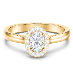 Classic Halo Solitaire Diamond Engagement Ring in 10K Solid Yellow Gold