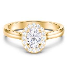 Classic Halo Solitaire Diamond Engagement Ring in 10K Solid Yellow Gold