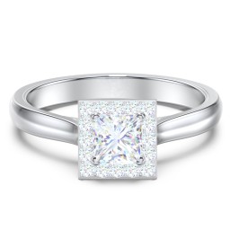 Classic Halo Solitaire Diamond Engagement Ring