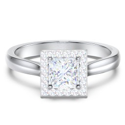 Classic Halo Solitaire Diamond Engagement Ring