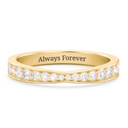 Tapered Half Eternity Diamond Band in 10K Solid Yellow Gold