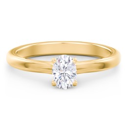 Solitaire Diamond Engagement Ring with Personalized Initials in 10K Solid Yellow Gold
