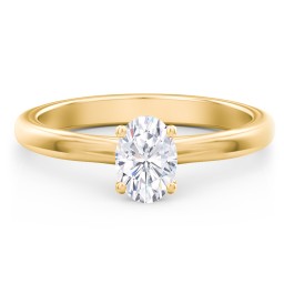 Solitaire Diamond Engagement Ring with Personalized Initials in 10K Solid Yellow Gold