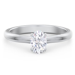 Solitaire Diamond Engagement Ring with Personalized Initials – 14K White Gold