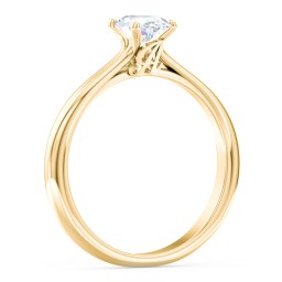 Solitaire Diamond Engagement Ring with Personalized Initials in 10K Solid Yellow Gold