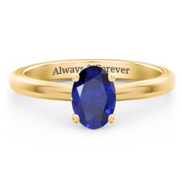 Solitaire Diamond Engagement Ring with Personalized Initials in 10K Solid Yellow Gold