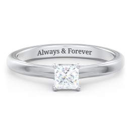 Solitaire Diamond Engagement Ring with Personalized Initials