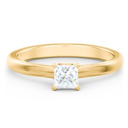 Solitaire Diamond Engagement Ring with Personalized Initials in 10K Solid Yellow Gold