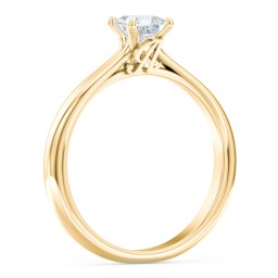 Solitaire Diamond Engagement Ring with Personalized Initials in 10K Solid Yellow Gold