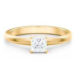Solitaire Diamond Engagement Ring with Personalized Initials in 10K Solid Yellow Gold