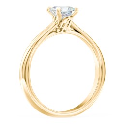 Solitaire Diamond Engagement Ring with Personalized Initials in 10K Solid Yellow Gold