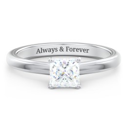 Solitaire Diamond Engagement Ring with Personalized Initials