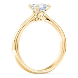 Solitaire Diamond Engagement Ring with Personalized Initials in 10K Solid Yellow Gold