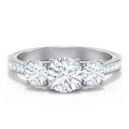 Classic 3-Stone Diamond Engagement Ring with Accents