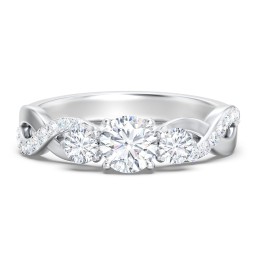 3-Stone Diamond Infinity Engagement Ring with Accents