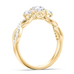 3-Stone Diamond Infinity Engagement Ring with Accents in 10K Solid Yellow Gold