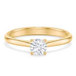 Modern Round Solitaire Engagement Ring in 10K Solid Yellow Gold