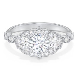 Vintage 3 Stone Engagement Ring with Accents