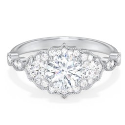 Vintage 3 Stone Engagement Ring with Accents