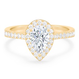 Micro Pavé Halo Diamond Engagement Ring in 10K Solid Yellow Gold