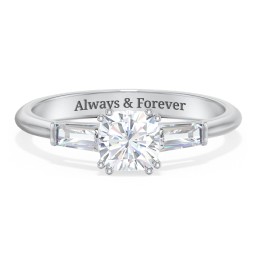 3 Stone Engagement Ring with Tapered Baguettes