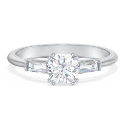 3 Stone Engagement Ring with Tapered Baguettes
