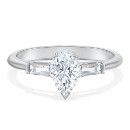 3 Stone Engagement Ring with Tapered Baguettes