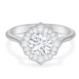 Lotus Halo Diamond Engagement Ring