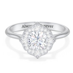 Lotus Halo Diamond Engagement Ring