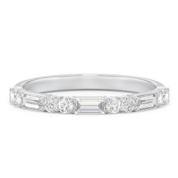 Baguette & Round Stone Half Eternity Wedding Band - 1/2 ct. tw.