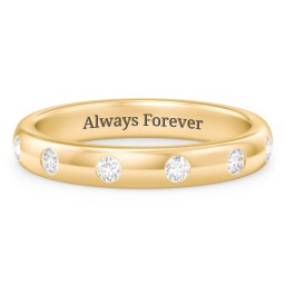 Flush Set Diamond Half-Eternity Wedding Band in 10K Solid Yellow Gold