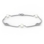 Sterling Silver and Pearl Bracelet with Twisted Ring Charms