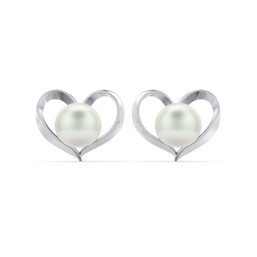 Sterling Silver Heart and Pearl Earrings