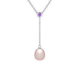 Freshwater Pearl Drop Pendant with Round Bezel Set Stone