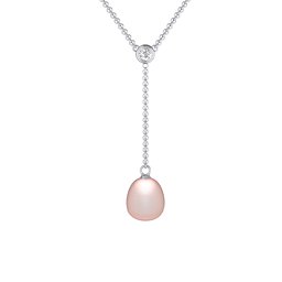Freshwater Pearl Drop Pendant with Round Bezel Set Stone