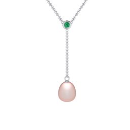 Freshwater Pearl Drop Pendant with Round Bezel Set Stone