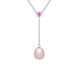 Freshwater Pearl Drop Pendant with Round Bezel Set Stone