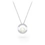 Sterling Silver Freshwater Pearl and Cubic Zirconia Circle Pendant