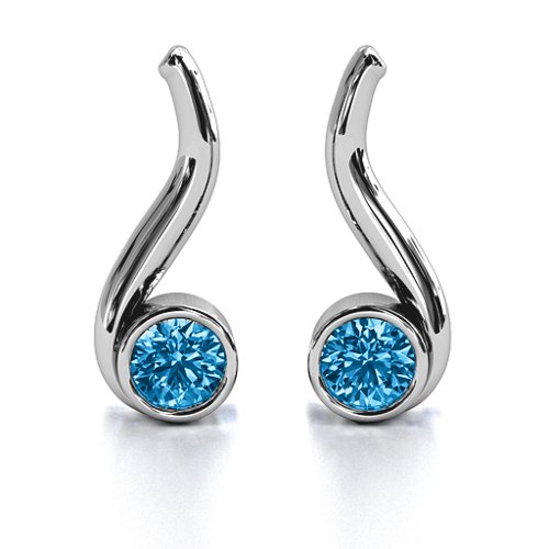 Swirl Drop Earrings – Sterling Silver with Blue Topaz