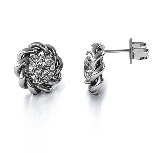 Twisted Stud Solitaire Earrings