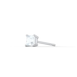 Princess Cut Birthstone Single Stud in 925 Sterling Silver with Aquamarine