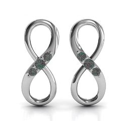 Three Stone Infinity Earrings in 925 Sterling Silver with Alexandrite